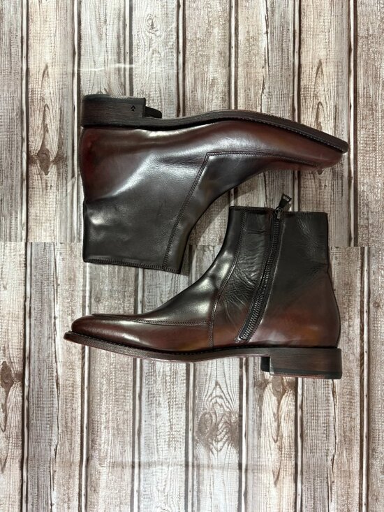 John Varvatos Amsterdam Apron Leather Boots size 9 burgundy black mspr $798 main image 7